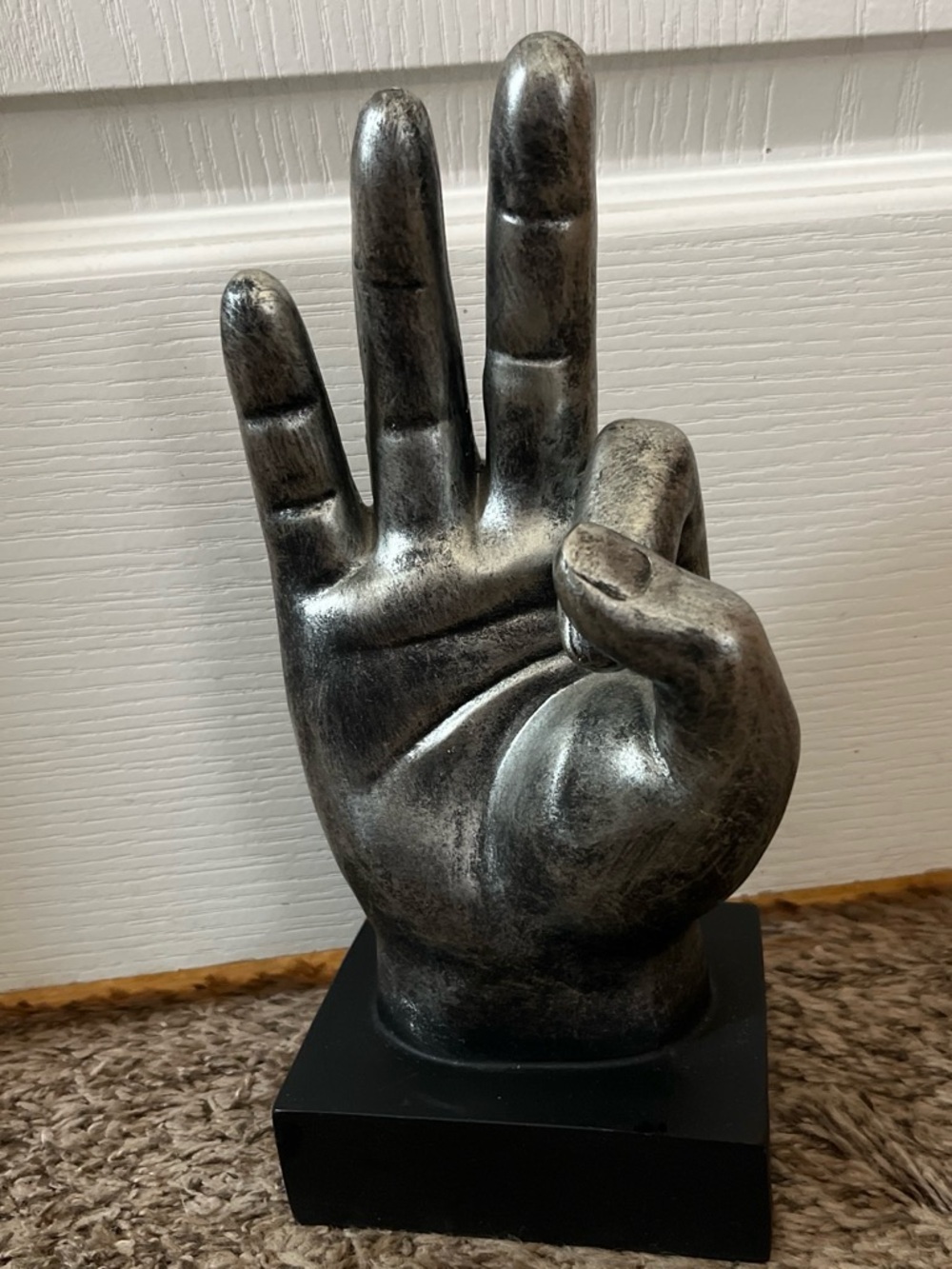 Decorative Silver Hand Sculpture - Contemporary Home Art